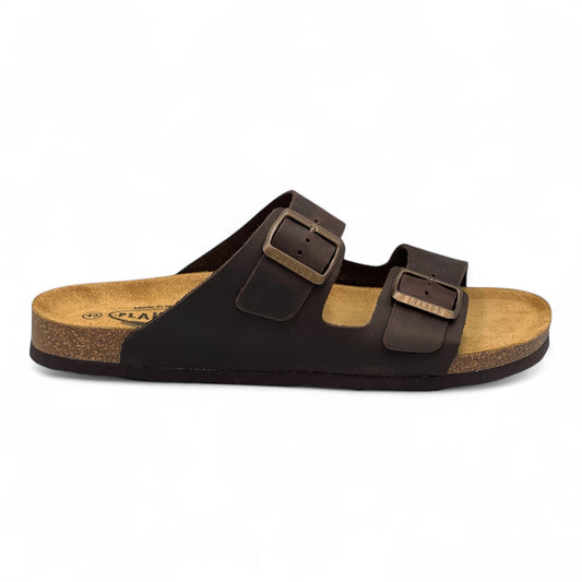 Ανδρικές Ανατομικές Δερμάτινες Παντόφλες Plakton 175857 Καφέ