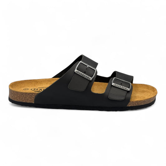 Ανδρικές Ανατομικές Δερμάτινες Παντόφλες Plakton 175857 Μαύρο