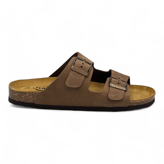 Γυναικείες Ανατομικές Δερμάτινες Παντόφλες Plakton 180010 Καφέ