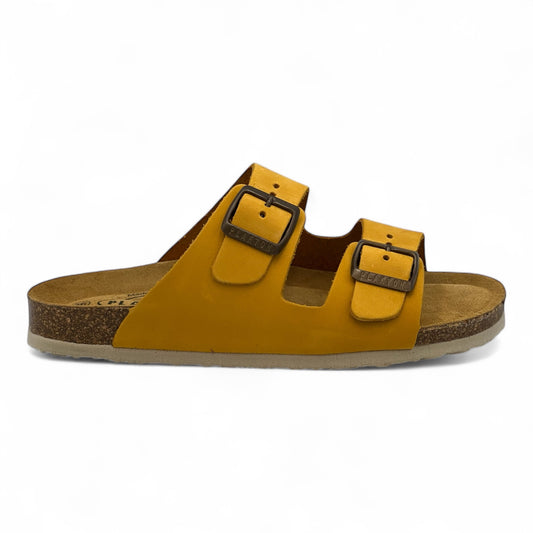 Γυναικείες Ανατομικές Δερμάτινες Παντόφλες PLAKTON 180010 Κίτρινες